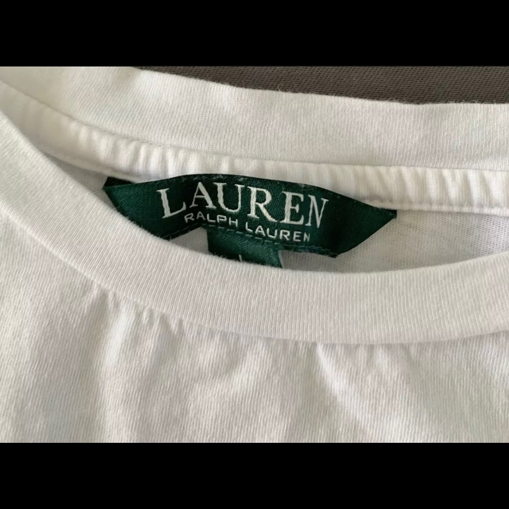 Lauren by Ralph Lauren White Ruffle Blouse Size Large! - Picture 2 of 2